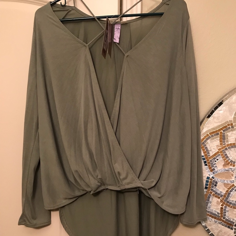 Long sleeve cross over blouse